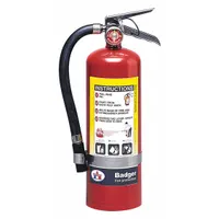 The BADGER B5M-B is a Class ABC fire extinguisher with a 5 lb capacity, rated 3A:40B:C. It is charged with monoammonium phosphate, making it suitable for fires involving ordinary combustibles, flammable liquids, and energized electrical equipment. This extinguisher is commonly used in commercial and industrial facilities