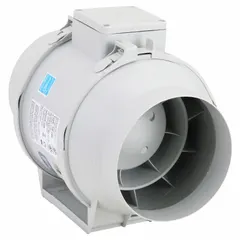 General purpose inline duct fan kit for ventilation in commercial or industrial spaces. Moves up to 293 cfm of air through 6-inch ductwork. Features a thermoplastic housing, single-speed 120V AC motor that is speed controllable, and includes one Y fitting. Rated IP44 for protection against splashing water.