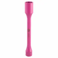 This 22 mm torque limiting socket stick is constructed from chrome molybdenum steel and features a neon pink finish for quick identification. Designed for use with 1/2 in size air impact tools, it prevents over-torquing on wheel lug nuts during automotive and heavy-equipment maintenance