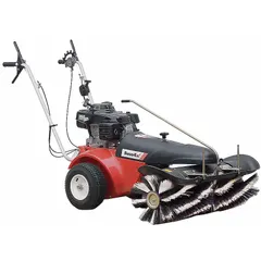 Gas-powered walk-behind power brush with a 40-inch brush width and 12-inch brush diameter. Powered by a 4.8 hp Honda 4-cycle engine with recoil start. Suitable for sweeping debris, dust, and light litter in large floor areas such as warehouses, parking lots, and industrial facilities.