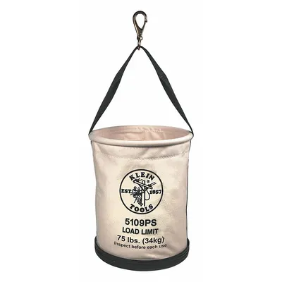 KLEIN TOOLS Bucket Bag: 15 in H, Off-White, Canvas, 1 Pockets - Canvas Bucket Bags