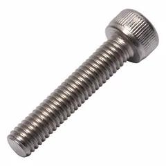 Metric standard socket head cap screw with M6x1.00 thread, 30 mm length, Grade 2 titanium, plain finish. Head height 6 mm, drive size 5 mm. Used in industrial assemblies requiring corrosion resistance and light weight, such as aerospace, marine, and chemical processing equipment.