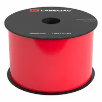 Continuous thermal transfer label roll for use with LabelTac 4 printers. Constructed of red gloss vinyl for indoor/outdoor applications. Suitable for pipe marking, safety signage, and equipment labeling where heat resistance is required