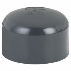 PVC end cap designed to seal the end of a 4-inch duct system. Features a 4 1/2 in inlet diameter, 3 1/8 in overall length, and 0.1875 in material thickness. Used in ventilation and exhaust systems to prevent debris, moisture, and air leakage.