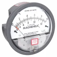 DWYER Differential Pressure Gauge: Back/Single-Side, 1/8 in NPT Female, 2000, 4 in Dial, IP67, IP67 (MPN 2010AV)