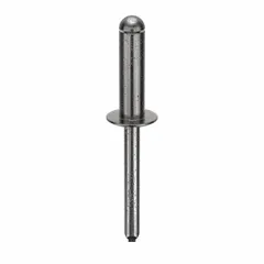 Domed-head blind rivet with 0.249-inch diameter and 2 12/71-inch overall length. Body length is 27/32 inch; overall length is 2 11/64 inch. Pack of 100. Suitable for fastening materials where only one side is accessible, common in sheet metal and general fabrication.
