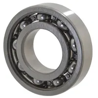 Open radial ball bearing with 100 mm bore, 180 mm outside diameter, and 34 mm width. Constructed with an alloy steel ring. Suitable for supporting radial loads in rotating machinery such as electric motors, pumps, gearboxes, and industrial fans