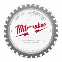 Circular saw blade designed for cutting ferrous metals such as steel. Features 34 teeth, 0.06 in cut width, and 13/16 in arbor size. Suitable for metal fabrication, construction, and maintenance tasks requiring precise cuts.