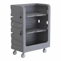 R&B WIRE PRODUCTS INC. Cube Truck: 48 in L x 29 in W x 69 in H, (2) Rigid/(2) Swivel, Gray, Rubber (MPN 749G-PS)