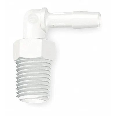 ELDON JAMES Sambungan Pemasangan Barbed Siku: 3/8 in ID x 1/2 in Ukuran Pipa, Barbed x MNPT, Polipropilena - Standard Polypropylene Barbed Tube Fittings
