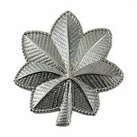 HEROS PRIDE Metal Rank Insignia: Maj. Leaf, 1 in, Silver, Metal, Pin and Safety Catch, 1 PR (MPN 4427PN)