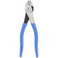 Standard-cut diagonal-cutting pliers with a straight, oval design. Jaw length 7/8 in, jaw width 1 1/4 in. High-leverage mechanism for cutting ACSR cable. Suitable for electrical and general cutting tasks.