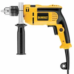 This corded hammer drill from DEWALT features a 1/2-inch keyed chuck and a 7-amp motor delivering 2,800 RPM. It is designed for drilling into concrete with a 3/8-inch capacity, suitable for industrial applications requiring impact action. Operates on 120V AC power.