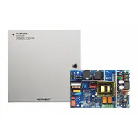 Steel-enclosed power supply board accepting 12/24V input. Provides regulated power for access control and security system components such as locks and controllers. Suitable for commercial and industrial environments