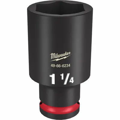 MILWAUKEE Deep Impact Socket: 1/2 in Drive Size, SAE, 1 1/4 in Socket Size, 6-Point - 1/2" Drive Impact Sockets