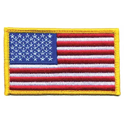 HEROS PRIDE Tambalan Bersulam: Bendera AS, 3 3/8 in x 2 in, Emas, Poliester/Rayon, Kait - Embroidered Emblems