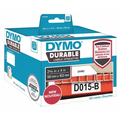 DYMO Gulungan Stok Label Pra-Potong: 4 in x 2 5/16 in, Akrilik, Perekat Permanen - Dymo Direct Thermal Precut Label Rolls