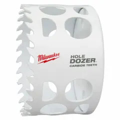 Carbide tipped hole saw for cutting wood, metal, and plastic. Features 4 teeth per inch and a 1-5/8 in maximum cutting depth. Requires a separate arbor with 5/8"-18 thread connection. Suitable for construction, plumbing, and electrical installations.