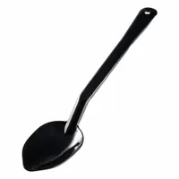 This CARLISLE serving spoon is made of polycarbonate with a 13-inch overall length and 1.5 fl oz capacity. It is black and NSF Certified. Suitable for portioning and serving liquids or semi-liquids in commercial foodservice settings such as buffet lines and steam tables