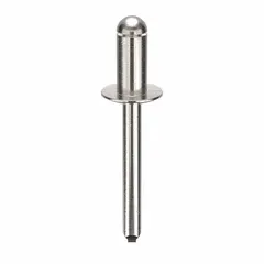 Inch-series domed-head blind rivet with 0.249" diameter, 15/32" body length, and 1 51/64" overall length. Suitable for single-sided fastening of sheet metal, plastics, and composite materials where rear access is limited. Supplied in a 100-piece pack.