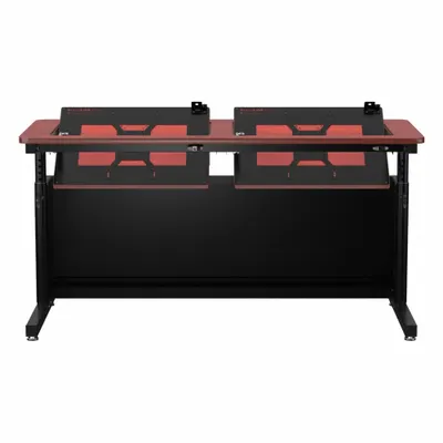 VERSADESK Meja Berdiri: Cherry, Kayu, Lebar Keseluruhan 60 in, Kedalaman Keseluruhan 24 in - Manual Adjustable-Height Desks