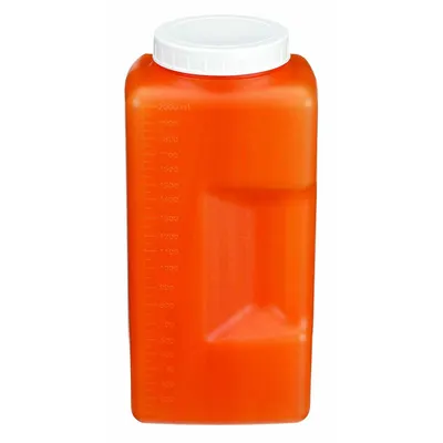 DYNALON Botol Penyimpanan: 2 L, 67.6 fl oz, HDPE, Kuning, Persegi, Buram, Tutup Termasuk - HDPE Rectangular Lab Bottles