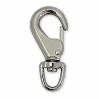 This eyelet spring snap features a solid gate and stainless steel construction. With a 7/16 in opening size, it is suited for general-purpose attachment of lines or light loads. Not for lifting applications