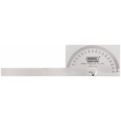 GENERAL Busur Derajat Pembacaan Manual: 6 in Panjang Bilah, 0° hingga 180°, 1° Graduasi - Manual-Reading Protractors