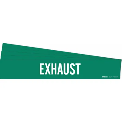 BRADY Penanda Pipa: Knalpot, Hijau, Putih, Cocok untuk Diameter Luar Pipa 8 in dan Lebih Besar, 1 Penanda Pipa - Exhaust Adhesive Pipe Markers