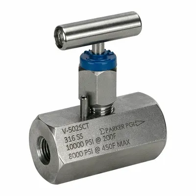Parker Katup Jarum: Badan Katup Inline, Baja Tahan Karat 316, Ukuran Pipa 1/4 in - Stainless Steel Straight-Body Needle Valves