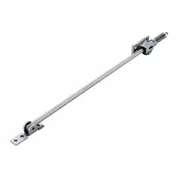 Overhead-mounted door stop made of aluminum with a width of 1 1/4 in and overall height of 2 in. Gray finish. Used to hold doors in an open position in commercial and industrial settings