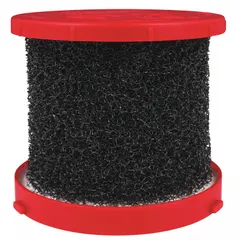 Foam cartridge filter for wet pickup in Milwaukee shop vacuums. Compatible with models 0880-20, 0960-20, and 0970-20. Used for collecting liquids in industrial and construction cleanup applications.