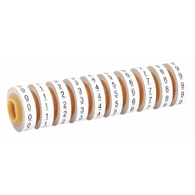 Isi Ulang Pita Penanda Kabel 3M: 0 hingga 9, Hitam di Atas Putih, 5.760 Label, Film Poliester - Wire Marker Dispenser Replacement Rolls