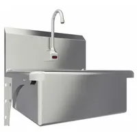 SANI-LAV Hand Sink: 1 Stations, 9 in Bowl Dp, 20 in Bowl Lg, 17 in Bowl Wd, Faucet Included, 16 ga (MPN 504B-0.5)
