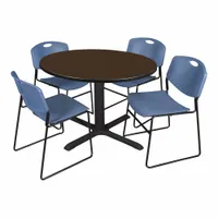 CAIN Cafe/Breakroom Table: Laminate, Walnut, 29 in Overall Ht - Max, Circle, Black, Metal, Black (MPN TB48RNDNW44BE)