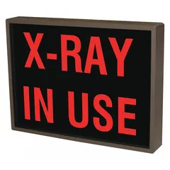 This custom backlit sign is designed for safety applications, such as indicating that an X-ray machine is in use. The backlit display ensures clear visibility in low-light conditions, supporting safety protocols in medical or industrial settings.