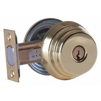 This ARROW standard cylindrical deadbolt is designed for doors up to 1 3/8 in thick. It features a Bright Brass, Clear Coated finish and a Schlage C keyway. The lock includes a conventional core cylinder and is suitable for interior or exterior doors in commercial or institutional settings