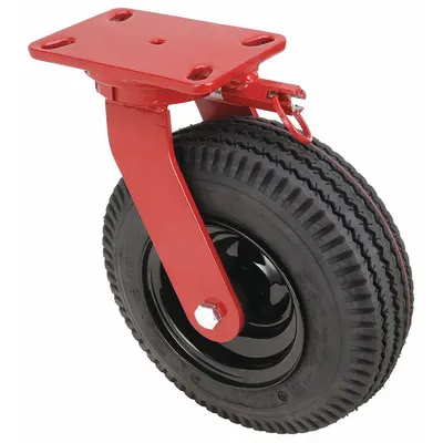 HAMILTON Plate Caster: Swivel, 10 in Wheel Dia., 3 in Wheel Wd, 12 1/2 in Mounting Ht - Plate Casters with Pneumatic Wheels