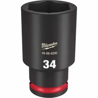 MILWAUKEE Deep Impact Socket: 1/2 in Drive Size, Metric, 34 mm Socket Size, 6-Point, Deep, Friction (MPN 49-66-6295)