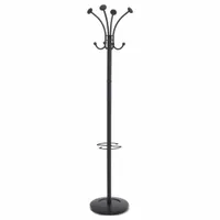 ALBA Coat Tree: 8 Hooks, 70 1/2 in Overall Ht, 16 in Overall Wd, 16 in Overall Dp, Steel, Black (MPN ABAPMVIENAN)