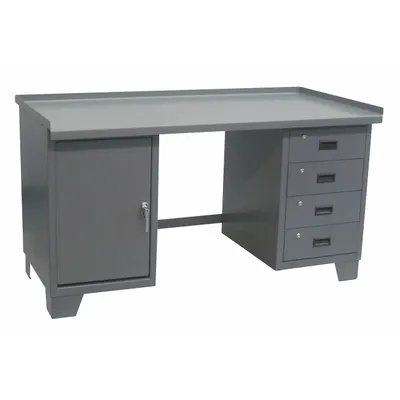 Meja Kerja JAMCO: Tinggi Tetap, Baja, 60 in x 30 in, Kapasitas Beban Keseluruhan 2.000 lb - Dual-Pedestal Workbenches
