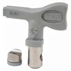 Airless spray gun tip with 0.015 in orifice size, designed for use with GRACO XHF series spray guns and compatible with model XHD001. Gray finish. Suitable for applying paints, lacquers, and other coatings in industrial finishing, construction, and maintenance tasks.