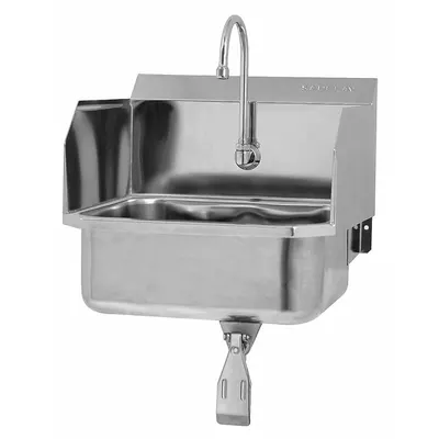 SANI-LAV Perlengkapan Wastafel Cuci Tangan: 1 Stasiun, Kedalaman Mangkuk 7 in, Panjang Mangkuk 17 in, Lebar Mangkuk 14 in - One-Station Wall-Mounted Hand Sinks with Faucets