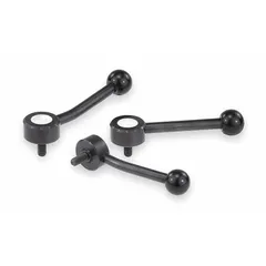 This low-profile adjustable tension lever from KIPP features a steel construction with a 3/8"-16 threaded stud and 60 mm thread length. The 127 mm overall length provides a compact handle for clamping and positioning tasks in industrial machinery, jigs, and fixtures. Its design allows secure hand tightening in confined spaces.