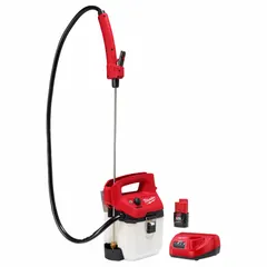 This cordless handheld sprayer features a 1-gallon poly tank and delivers up to 80 psi for a maximum spray distance of 17 feet. Compatible with fertilizer, it is suited for lawn, garden, and agricultural spot treatments and general spraying tasks.