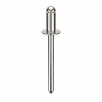 This domed-head blind rivet has a 0.188" diameter and 1 45/64" overall length with a 25/64" body length. It is supplied in a 250-piece pack. Used for fastening sheet metal, plastics, and composite panels in industrial assembly, HVAC ductwork, and equipment fabrication