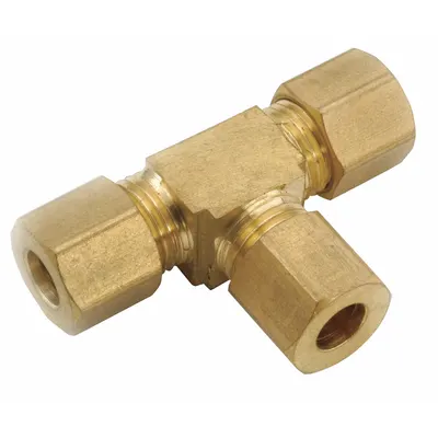 Fitting Tee Kompresi: 7/8 in OD x 7/8 in OD x - Low-Lead Standard Sleeve Brass Compression Fitting