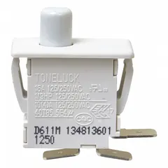 This ELECTROLUX dryer door switch is a replacement part for Electrolux washing machines and dryers. It ensures proper door closure and activates the safety interlock, preventing operation when the door is open.