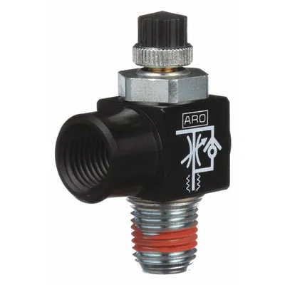 ARO Katup Kontrol Aliran Port Silinder: Perlengkapan Siku, Knurled, Ukuran Badan Katup 2/3 in - Elbow-Style Speed Control Valves