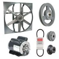 Exhaust Fan with Drive Package: Belt Drive, 30 in Blade, 1 1/2 hp, 13,639 cfm, 115/208-230V AC, 1 ph (MPN 7M894)